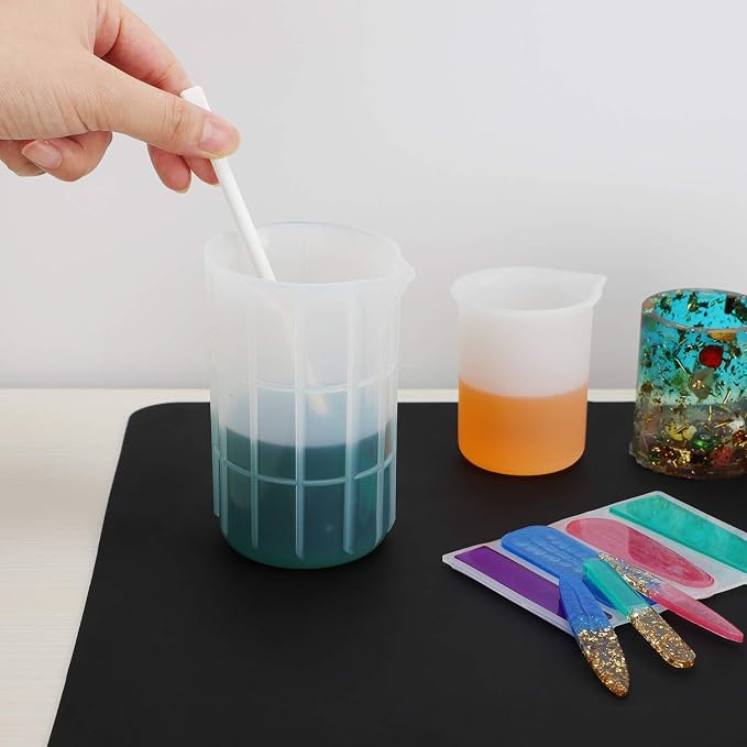 Gartful 6pcs Silicone Resin Stir Sticks, Reusable Silicone Stirring Rods, Epoxy Stir Sticks Craft Tools for Mixing Resin, Paint, Liquid, Making Glitter Tumblers, Orange White & Yellow Pink Blue Purple