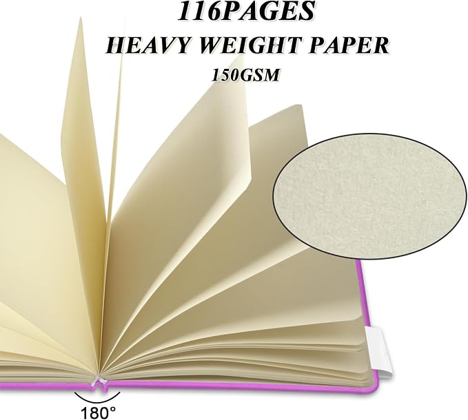 5" x 5" Hardcover Sketch Book,58 Sheets Small Mixed Media Pocket Sketch Pad