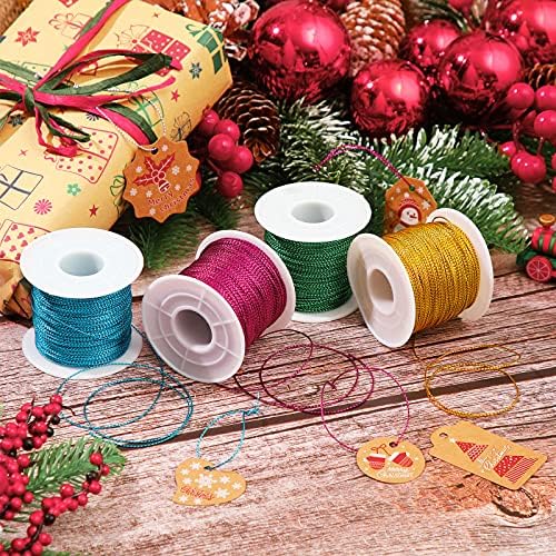 Shappy 440yards x 1mm Metallic Cord Tinsel Rope, Bright Multicolor