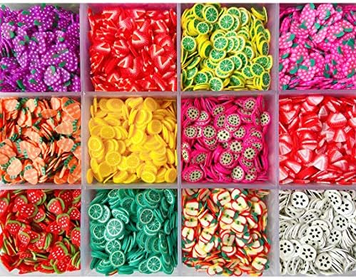 16800Pcs Fruit Slices Fruit Nail Art Slices Polymer Clay Slice Nail 3D Polymer Slice Colorful DIY Nail Art Supplies for DIY Crafts （24 Styles）