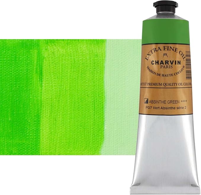 Charvin Extra Fine Oil Paint, Absinthe Green 150 ml - Triple-Milled, Rich Texture, Poppy Oil-Based, Light-Fast, Handmade, Archival Quality