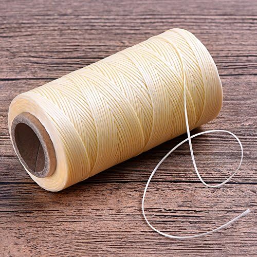 Eboot 284 Yards Waxed Thread 150d 1 mm Leather Sewing Waxed Thread Cord for Leather Craft DIY, Bookbinding, Shoe Repairing, Hand Stitching(Beige)