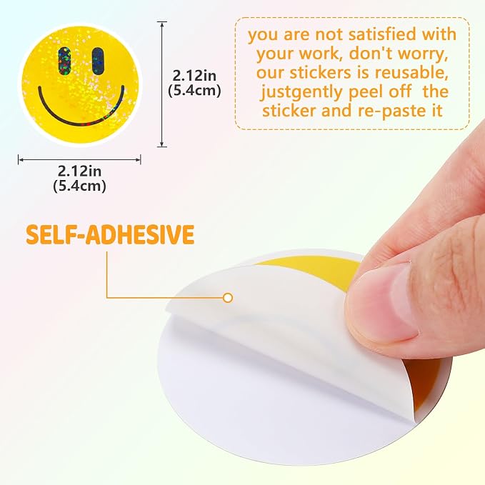 50PCS Smile Glitter Stickers