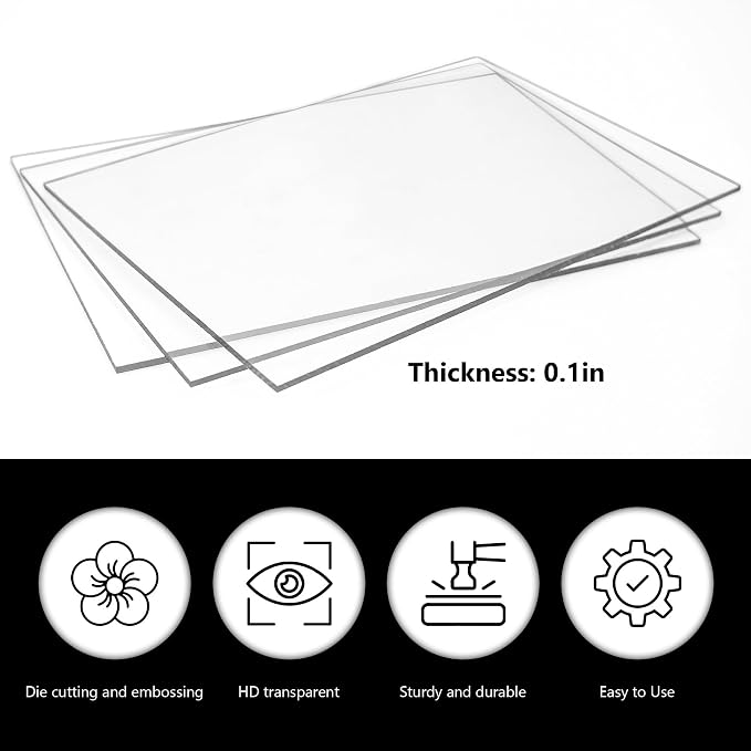 3 Pcs Clear Cutting Plate, Transparency Acrylic Cutting Pads for Embossing Crafting (8.7 x 6.1 Inches)