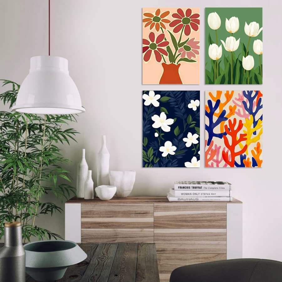 DOTSOPS 4 Pack Floral Diamond Painting Kits Art for Adults Round Full Drill