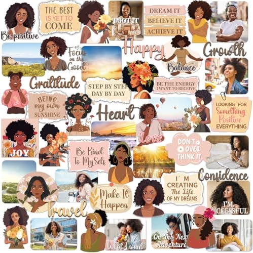 Vision Board Supplies Scrapbook - 50 Pcs Black Girl Travel Stickers