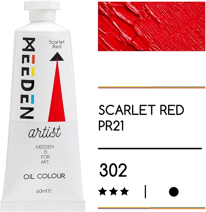MEEDEN Artist Grade Oil Paint: Scarlet Red - 60ml/2oz Tube | Professional Art Paints and Supplies for Canvas Painting