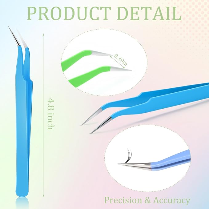 Honoson 9 Pcs Curved Pointed Craft Tweezers Precision Tweezer,Macaron Colors