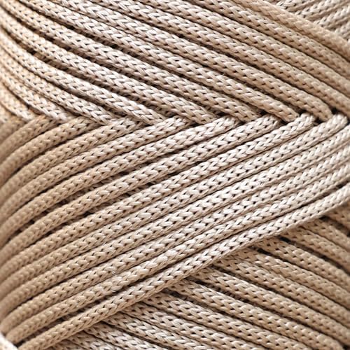Makromecity 2 Skeins Polyester Macrame Cord 3mm x 131 Yards (394 Feet) Polypropylene Latte Cord for Crochet, Crafts, Wall Hangings, Bags, Underplate, Rug
