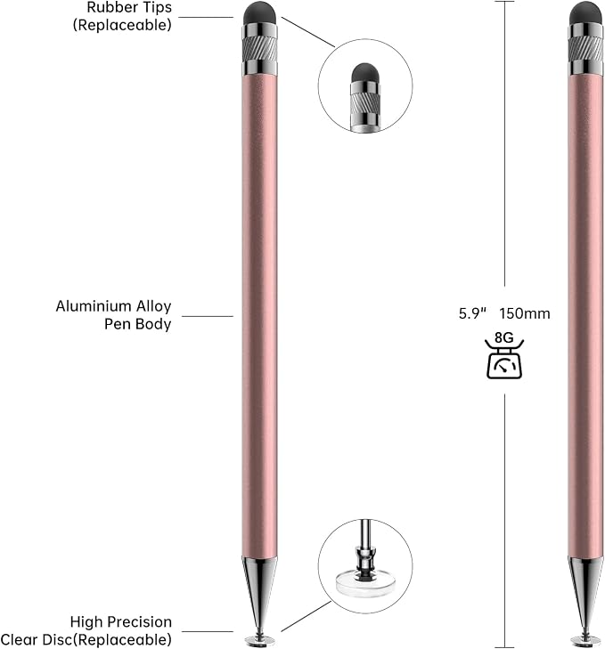 Bopomofo Stylus(5 Pcs),2-in-1 Stylus Pen for Touchscreen,Stylus Pen | Metal Barrel,Suitable for Apple(iPhone/ipad)/Nintendo Switch/Samsung/Google/Microsoft/Android Tablets Touch Screen Devices