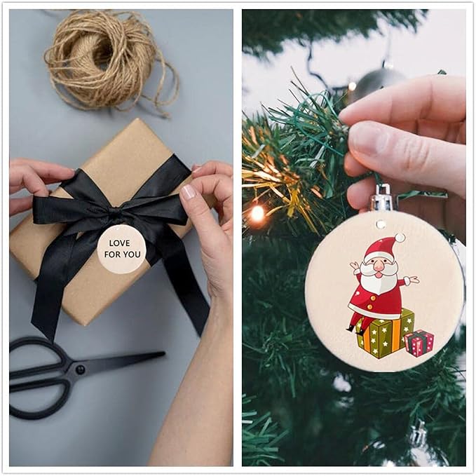 30Pcs Natural Wood Slices, 1.5 inch Unfinished Wood Sign, Unfinished Predrilled Log Discs Wooden Circles with 30 pcs Key Rings for DIY Crafts Christmas Decorations Ornaments