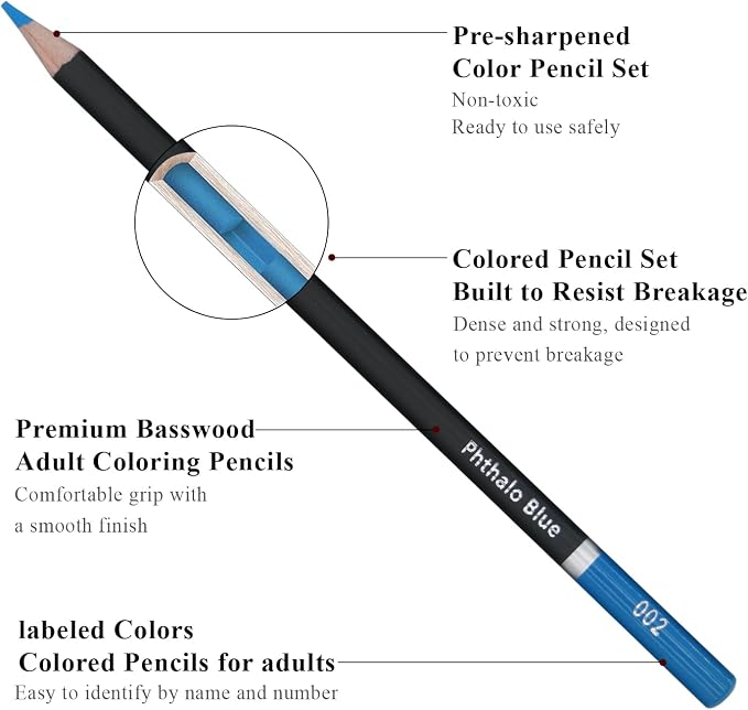 Yagol Colored Pencils for Adult Coloring Books, 72 Color Pencil Set in Tube | Soft Core Coloring Pencils for Adults; Adult Coloring Pencils for Drawing, Sketching, Blending, Shading & Art Supplies