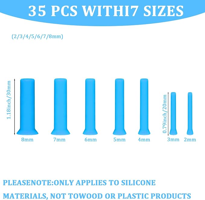 Resin Hole Maker 35 Pcs 7 Sizes Drill-Free Silicone Inserts for Epoxy Resin