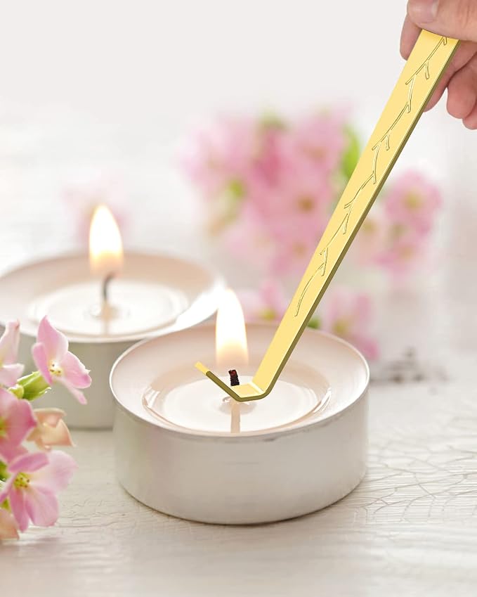 RONXS 3 in 1 Candle Wick Trimmer Set, Snuffer, Dipper, Cutter, Gold | Candle Care Accessory Kit, Stainless Steel, Trims Wick, Puts out Flame and Dips, Gift Box for Candle Lovers Home Decoration