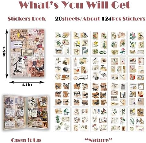 Vintage Stickers 20 Sheets Scrapbooking Supplies Journaling Decals (Nature)