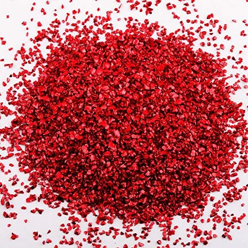 Crushed Glass Irregular Metallic Chips Sprinkles Chunky Glitter Red 100g 2-4mm for Nail Arts Craft DIY Vase Filler Epoxy Resin Mold Scrapbooking Jewelry Making Decoration (Red, 2-4mm)