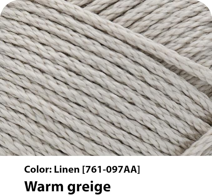 Lion Brand Yarn, 24/7 Cotton Yarn, Linen, Greige, 3 Pack