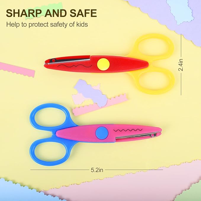 UCEC Craft Scissors Decorative Edge, 6 Pack, Bright Zig Zag Scissors