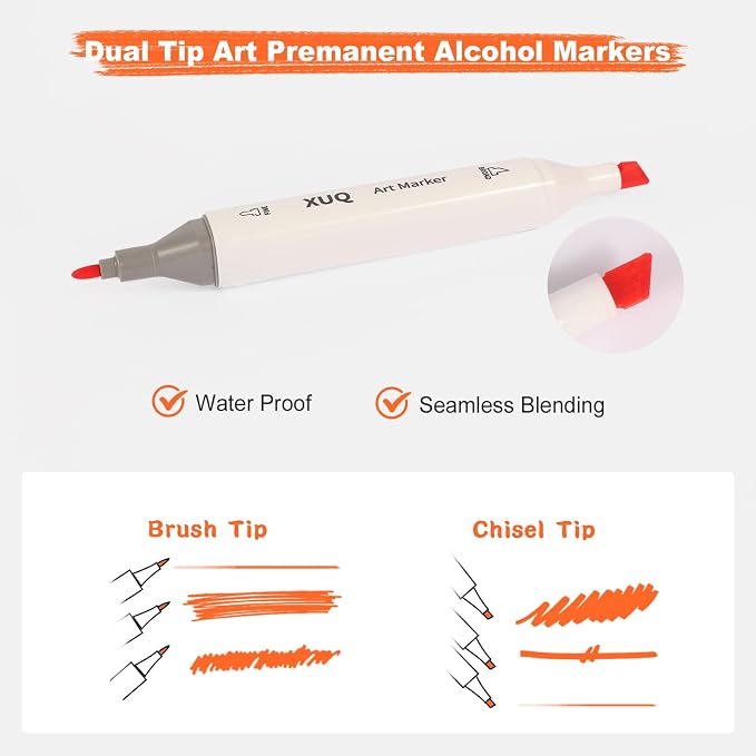 Alcohol Markers, 100 Colors Dual Brush Tip Permanent Art Markers, Coloring Marker, for Book Painting Card Making, Christmas gift for Adults Great Value Pack for Beginners