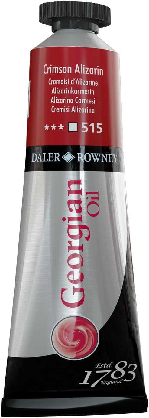 Daler Rowney Georgian Oil Paint Crimson Alizarin 38ml Tube - Art Paints for Canvas Paper and More - Oil Painting Supplies for Artists and Students - Artist Oil Paint for Any Skill Set