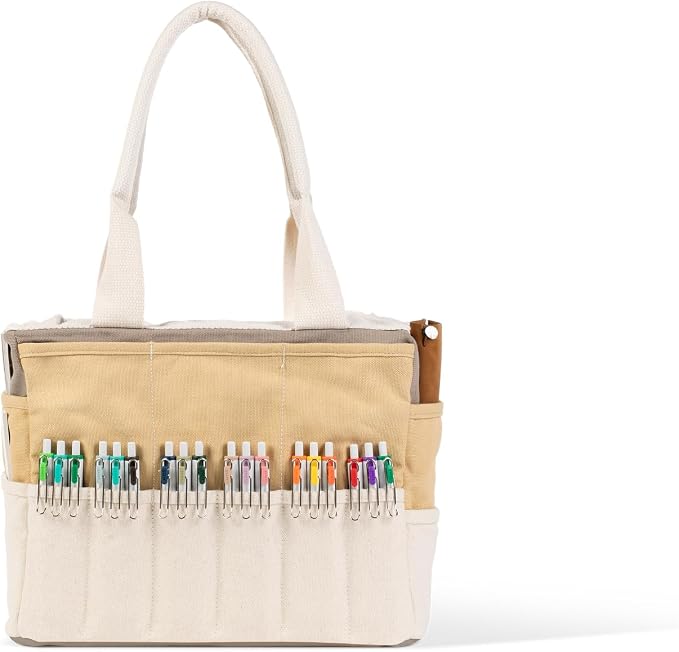 Soolla Studio Bag: Art Supply Storage Organizer & Pottery Tool Bag, Washable Tote, Yarn Bag, Crochet, 30 Pockets, 15+ Colors