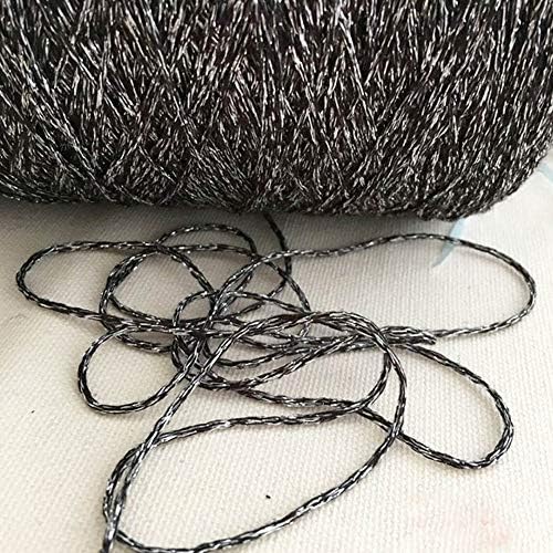 100gram Black Silver Metallic Thread Shining Glitter Sparkle Fancy Yarn for DIY Crochet Knitting Sweater Scarf Bag Accessory Lurex Yarns