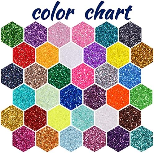 Ultra Fine Glitter 36 Assorted Colors Set, Holographic Glitter Powder for Tumblers, Slime Epoxy Resin Arts and Crafts Glitter, Iridescent Cosmetic Glitter for Body Nail Face Hair Eyeshadow Makeup