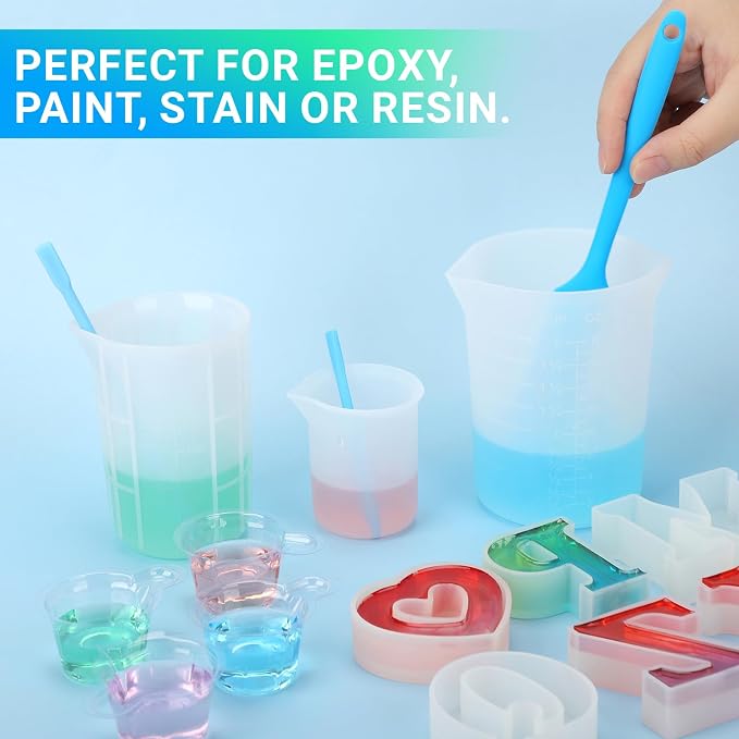 Gartful 6PCS Silicone Spatula Sticks, Non-Stick Epoxy Resin Mixing Sticks Scraper Tools, Reusable Stirring Rods for Resin, Paint, Waxing, Liquid, Arts Crafts Supplies, Facial Mask, Blue