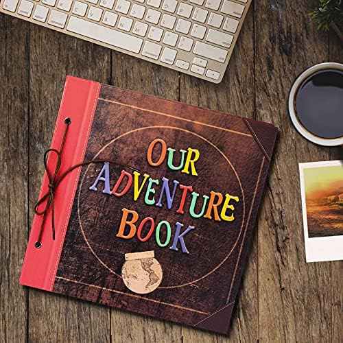 Scrapbook Photo Album, 12x12 Inch Our Adventure Book, 3D Embossed Words Hard Cover Movie Up Travel Album for Anniversary, Wedding, Baby Shower (Scrapbook-Letter)