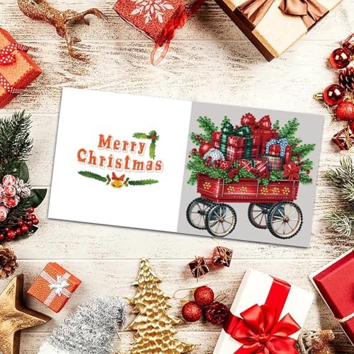 6Pcs Christmas Greeting Card DIY Diamond Art Painting Greeting Cards Blessing Folding Card Kit with White Envelopes Diamond Arts Crafts for Birthday Festival Gift-Christmas02