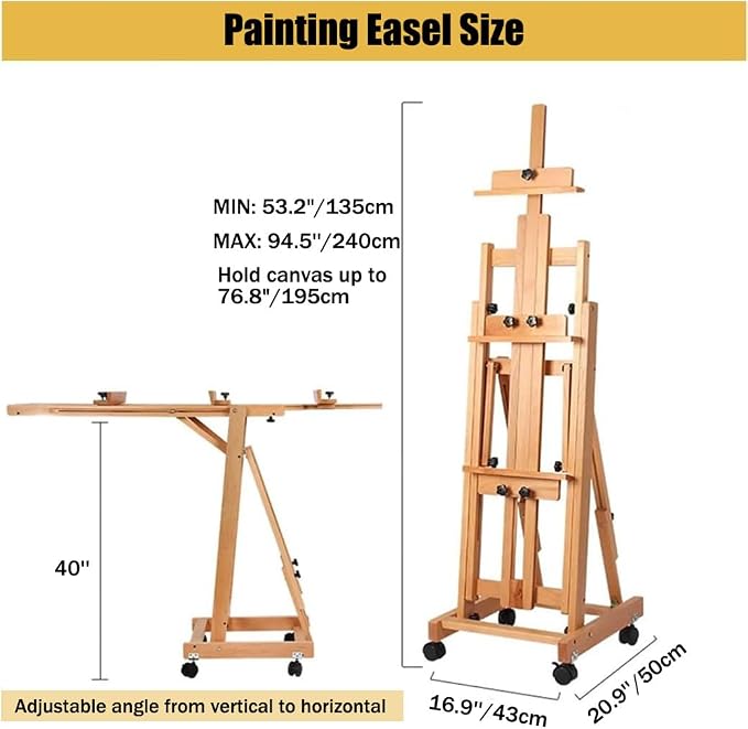Art Easel for Painting, H-Frame Standing Studio Painting Easel