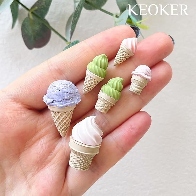 Keoker Ice Cream Polymer Clay Molds, 5 Shapes 3 Sizes Summer Silicone Polymer Clay Earring Molds, Polymer Clay Ice Cream Cone Mold