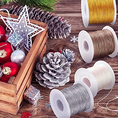 Shappy 440yards x 1mm Metallic Cord Tinsel Rope, Rose Gold Mix