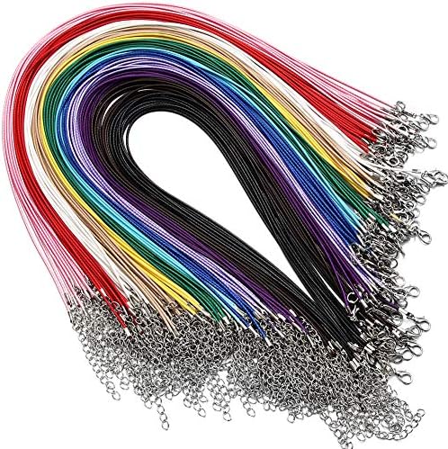 60Pcs Waxed Necklace Cord Bulk for Jewelry Making,Necklace Rope String with Clasp for DIY Bracelet Pendant,Multicolor