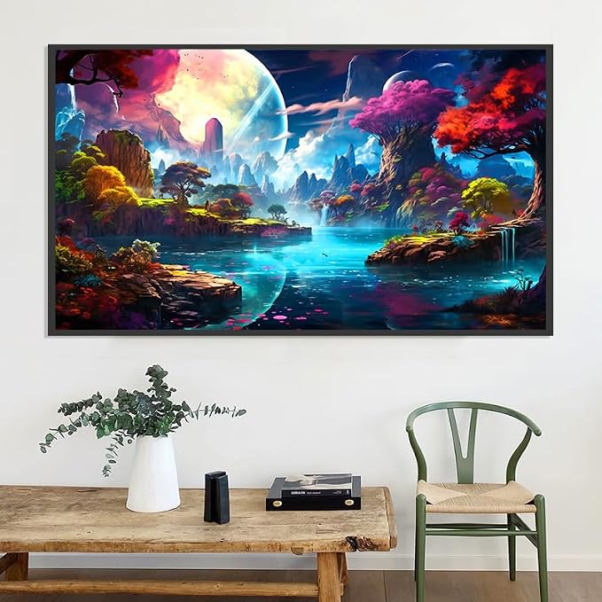 5D Diamond Art Kits for Adults Large Size Diamond Painting Kit 27.6x15.8in | Large Landscape Diamond Art Kit for Adult, DIY Full Drill Big Moon Scenery Diamond Dots Gem Art Kits for Home Wall Decor Gift