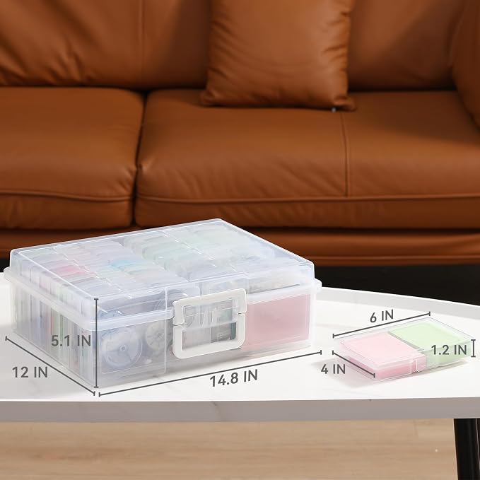novelinks Photo Storage Boxes with Handle, Photo Organizers and Storage | 2Pack Clear, Photo Albums 4x6 Pictures, Photo Cases, Classroom Organization, Index Card Box, Photo Card Holder, Seed Storage