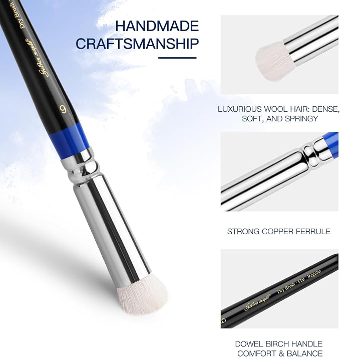 Golden Maple Dry Brushes for Miniature Painting - 6PC Drybrush Set Miniature Dry Brush for Model, Tabletop Wargames Miniature Acrylic Oil Painting, Blue