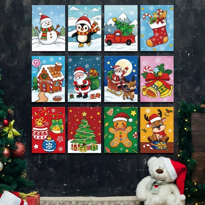 Louise Maelys Christmas Pre Drawn Canvas to Paint for Kids
