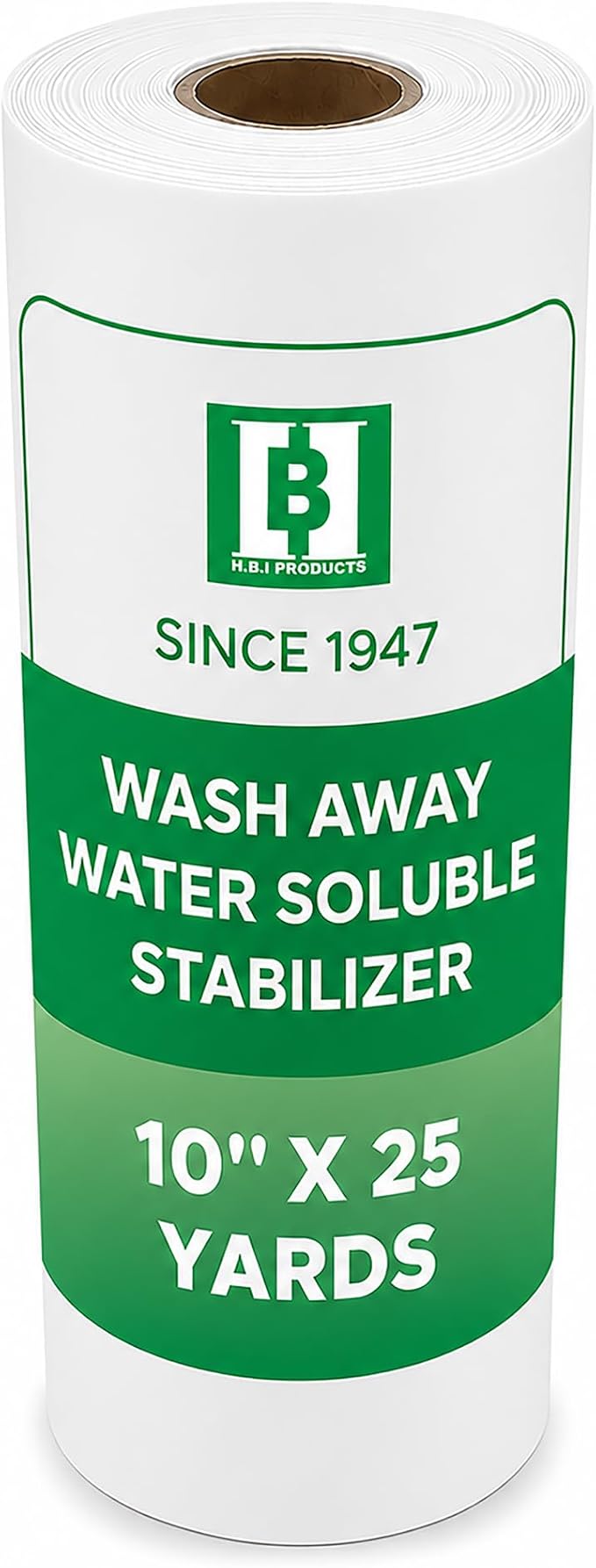 HBI Wash Away Embroidery Topping, Water Soluble Clear Film, 10 in x 25 yd | 1.5 oz water soluble backing, dissolves fully in water, machine and hand embroidery, freestanding lace, applique,
