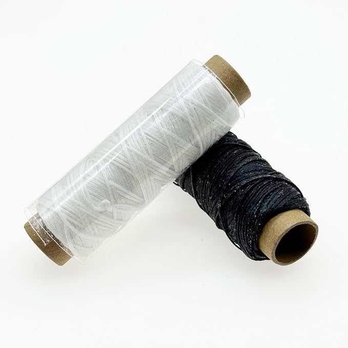 2 PCS Leather Sewing Waxed Thread, Each of 33 Yards 150D Sewing Thread Cord for Leather Craft DIY Supplies, Shoes Repairing, Black and White