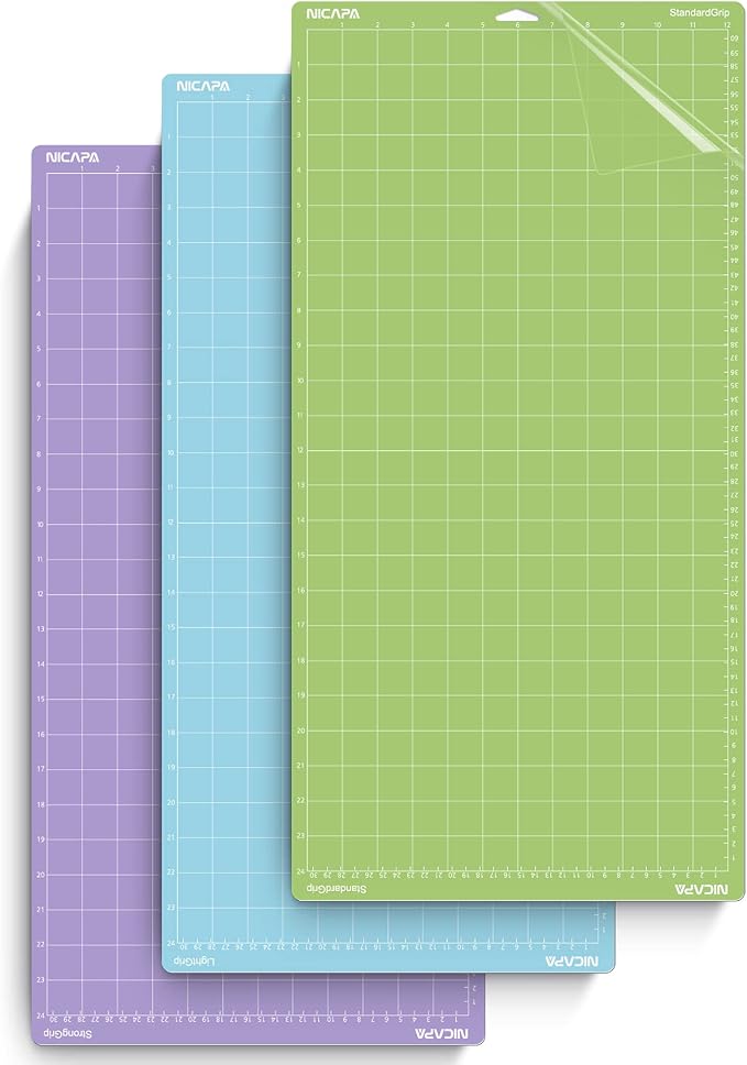 Cutting Mat for Cricut Maker 3/Maker/Explore 3/Air 2/Air/One,6 Packs Adhesive&Sticky Non-Slip Flexible Square Gridded Cut Mats (12x12 inch3pack,12x24 inch,3pack) Replacement Mats Vinyl Craft