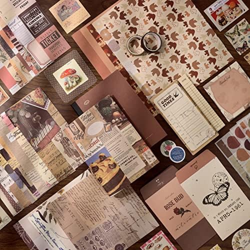 Draupnir Vintage Scrapbook Kit(346pcs), Bullet Junk Journal Kit with Journaling/Scrapbooking Supplies, Stationery, A6 Grid Notebook with Graph Ruled Pages, DIY Gift for Teen Girl Kid Women - Vintage