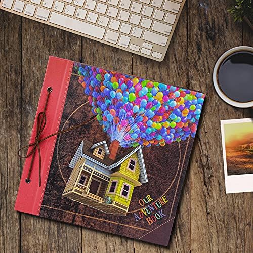 Scrapbook Photo Album, Our Adventure Scrap Book, 12 Inches by Inches Embossed Words Hard Cover Movie Up Travel Scrapbook for Anniversary, Wedding, Travelling, Baby Shower, etc (Scrapbook-Balloon)