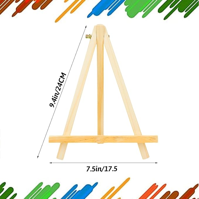 ANDES 9In Wood Tabletop Painting Easels 6 Pack, Arts & Crafts Display Stand