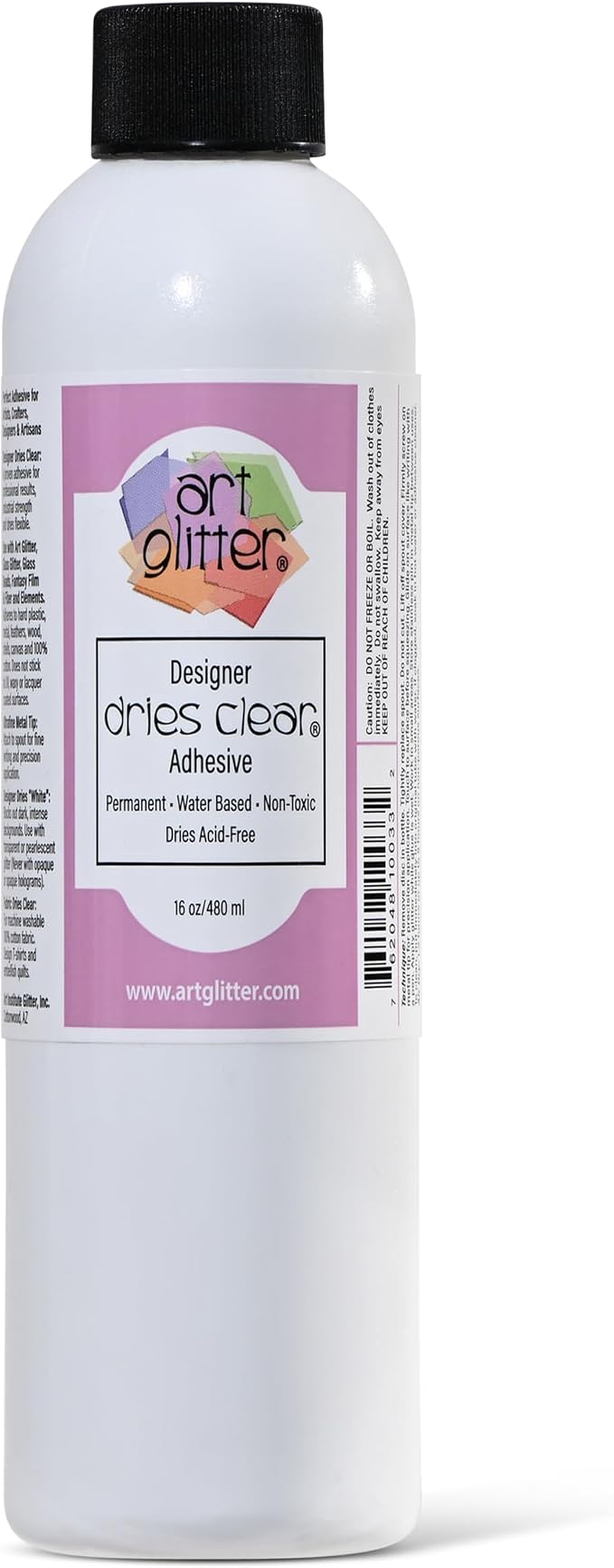 Art Institute Glitter Designer Dries Clear Craft Glue, 16oz Refill Bottle | Bulk supply, Replenishes smaller sizes, Permanent yet flexible bond, Prevents paper warping or wrinkling