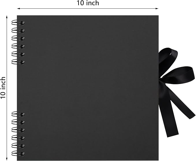 Scrapbook Photo Album DIY 10x10 Inch Thick Kraft 40 Pages Black