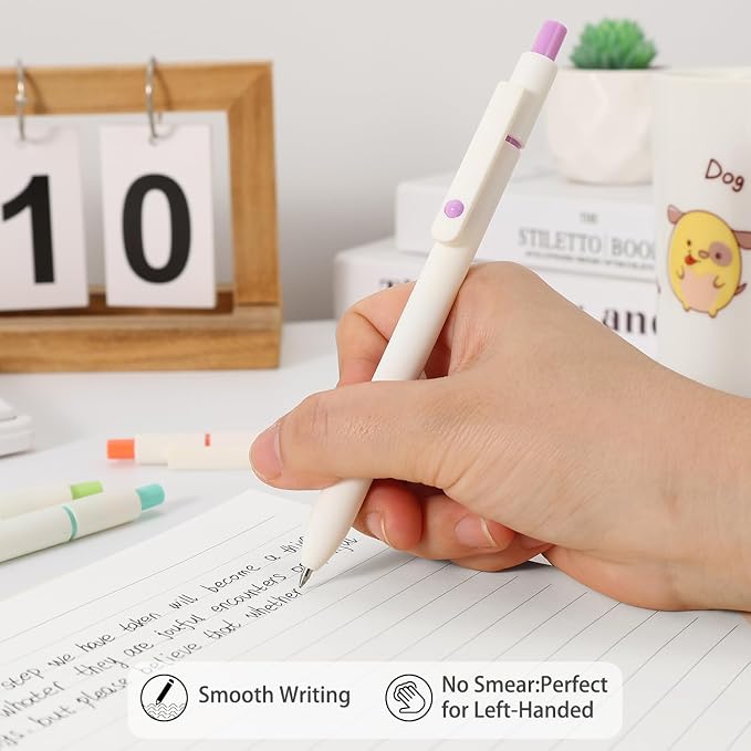 FIOVER Gel Pens 5pcs 0.5mm Quick Dry Black Ink Fine Point Pens