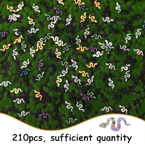 210pcs Mini Resin Snakes, Miniature Resin Animal Figurine, Tiny Fake Snakes