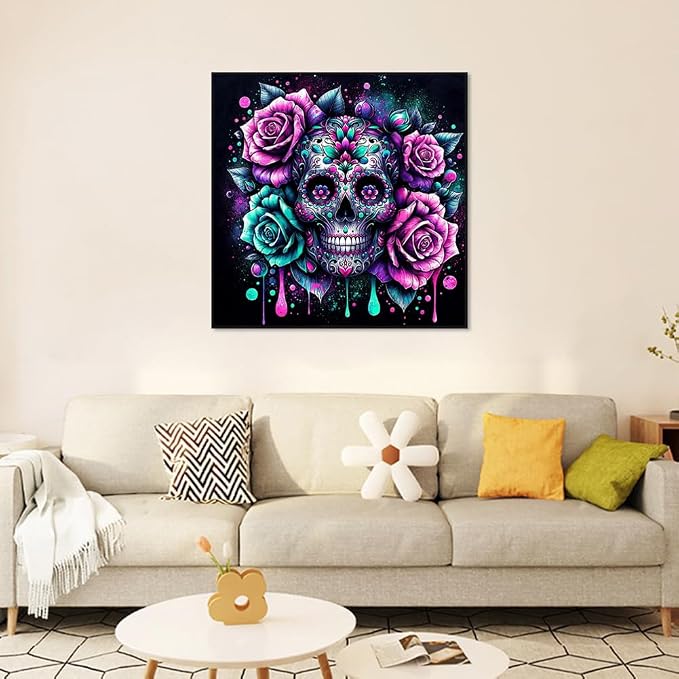 Benjenes Sugar Skull Diamond Art Kits for Adults, Diamond Painting Kits