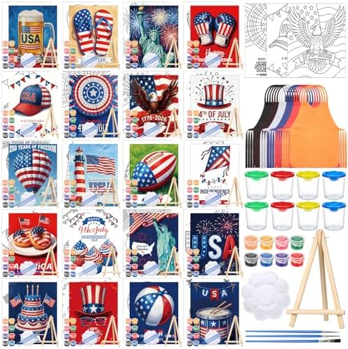 Sherr 140 Pcs 20 Set Pre Drawn Canvas Painting Kit, Independence Day